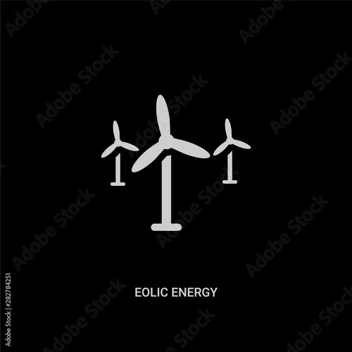 white eolic energy vector icon on black background. modern flat eolic energy from future technology concept vector sign symbol can be use for web, mobile and logo.