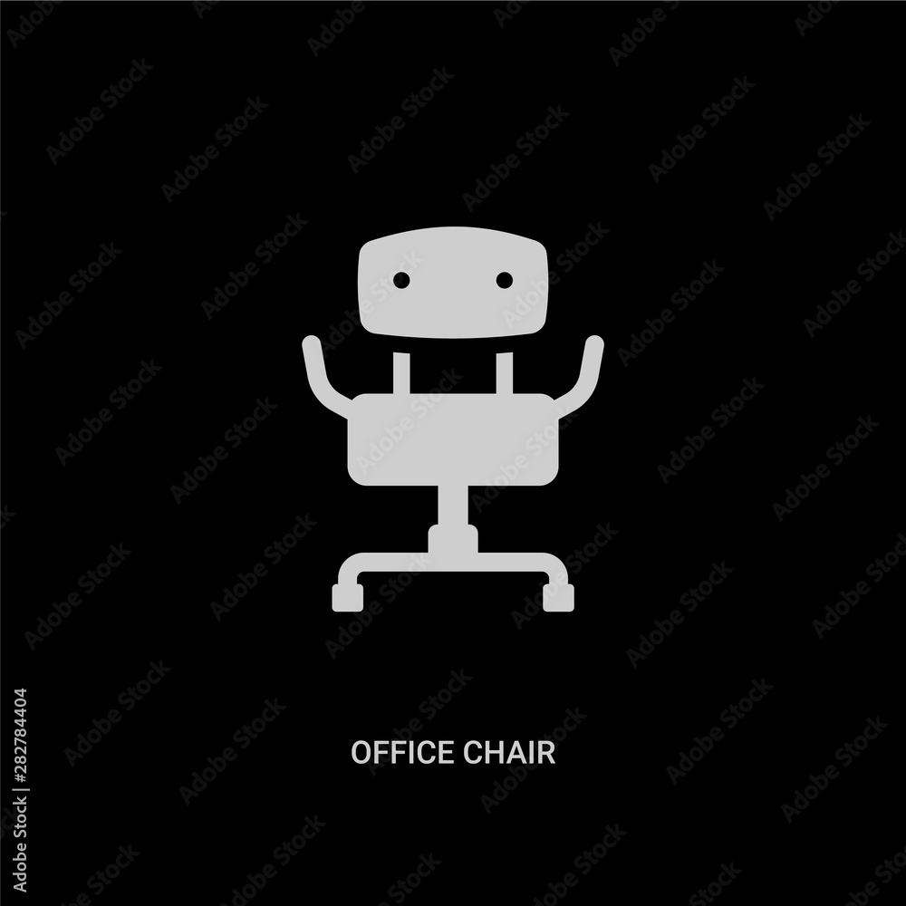 white office chair vector icon on black background. modern flat office chair from furniture and household concept vector sign symbol can be use for web, mobile and logo. white office chair vector icon on black background. modern flat office chair from furniture and household concept vector sign symbol can be use for web, mobile and logo.