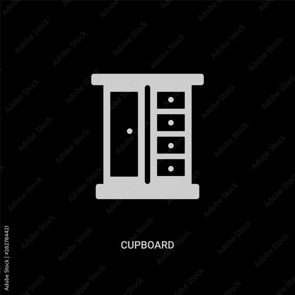 white cupboard vector icon on black background. modern flat cupboard from furniture and household concept vector sign symbol can be use for web, mobile and logo. white cupboard vector icon on black background. modern flat cupboard from furniture and household concept vector sign symbol can be use for web, mobile and logo.