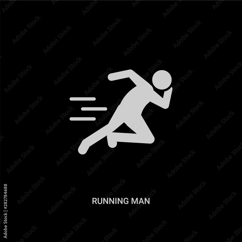 white running man vector icon on black background. modern flat running man from free time concept vector sign symbol can be use for web, mobile and logo.