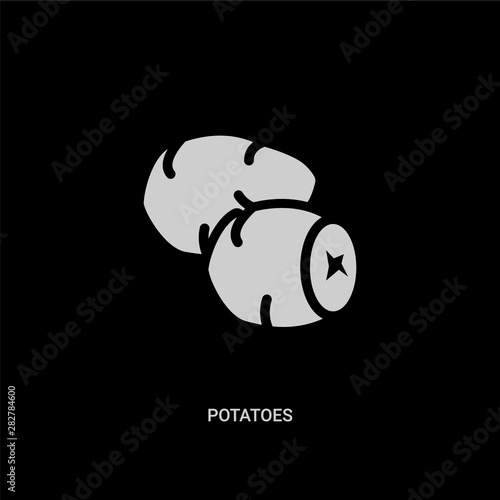 white potatoes vector icon on black background. modern flat potatoes from fruits and vegetables concept vector sign symbol can be use for web, mobile and logo.