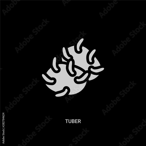 white tuber vector icon on black background. modern flat tuber from fruits and vegetables concept vector sign symbol can be use for web, mobile and logo.