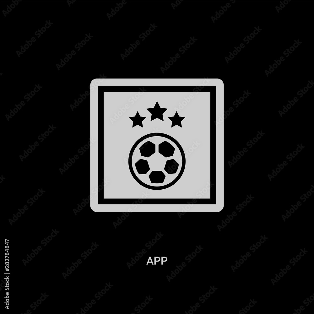 white app vector icon on black background. modern flat app from football concept vector sign symbol can be use for web, mobile and logo. white app vector icon on black background. modern flat app from football concept vector sign symbol can be use for web, mobile and logo.