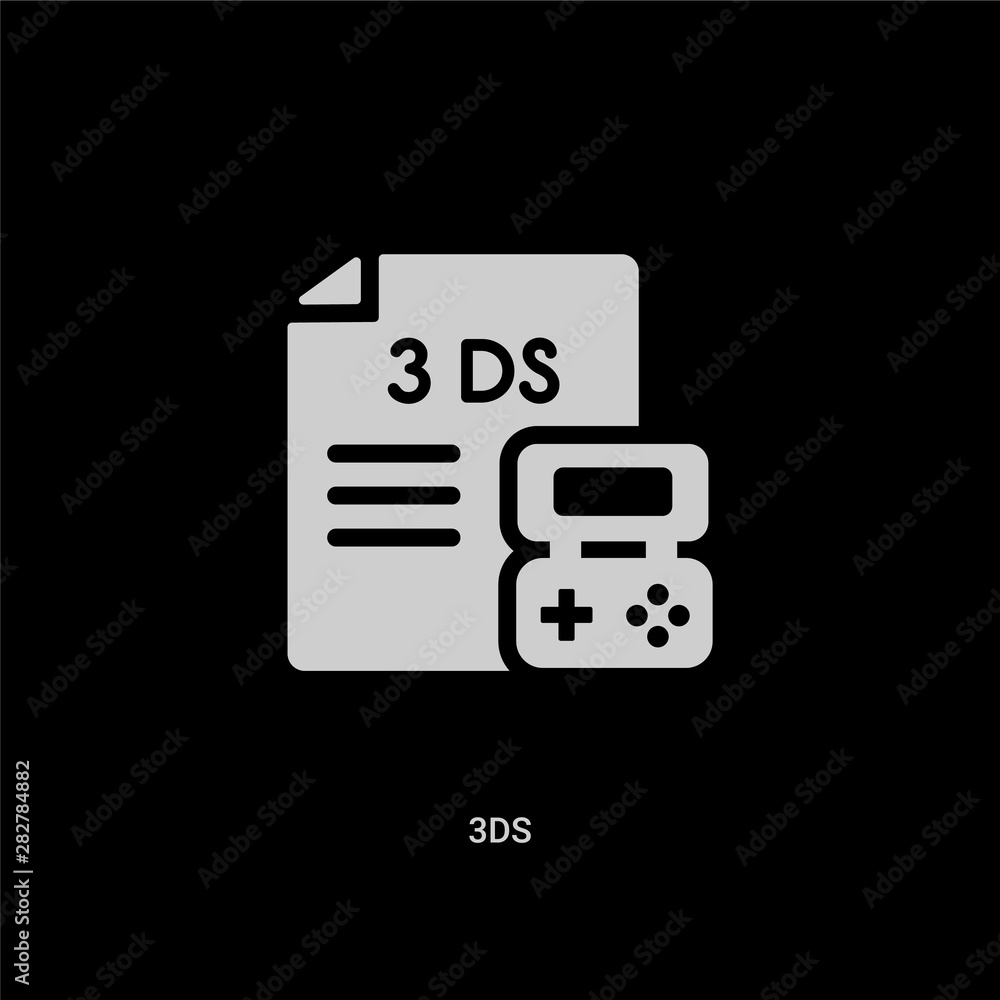 white 3ds vector icon on black background. modern flat 3ds from file type concept vector sign symbol can be use for web, mobile and logo. white 3ds vector icon on black background. modern flat 3ds from file type concept vector sign symbol can be use for web, mobile and logo.
