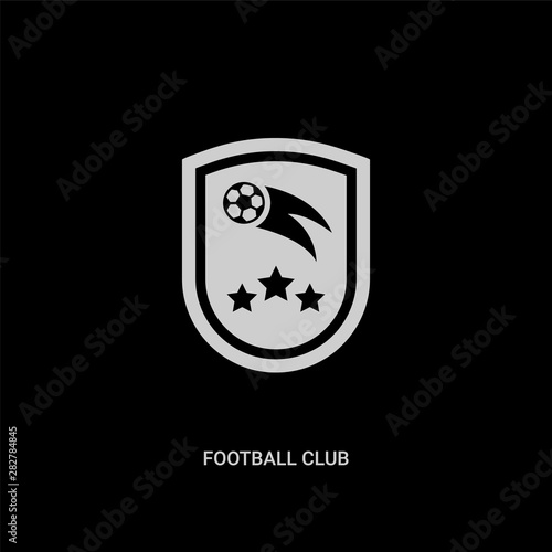white football club vector icon on black background. modern flat football club from football concept vector sign symbol can be use for web, mobile and logo.