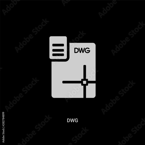 white dwg vector icon on black background. modern flat dwg from file type concept vector sign symbol can be use for web, mobile and logo. photo