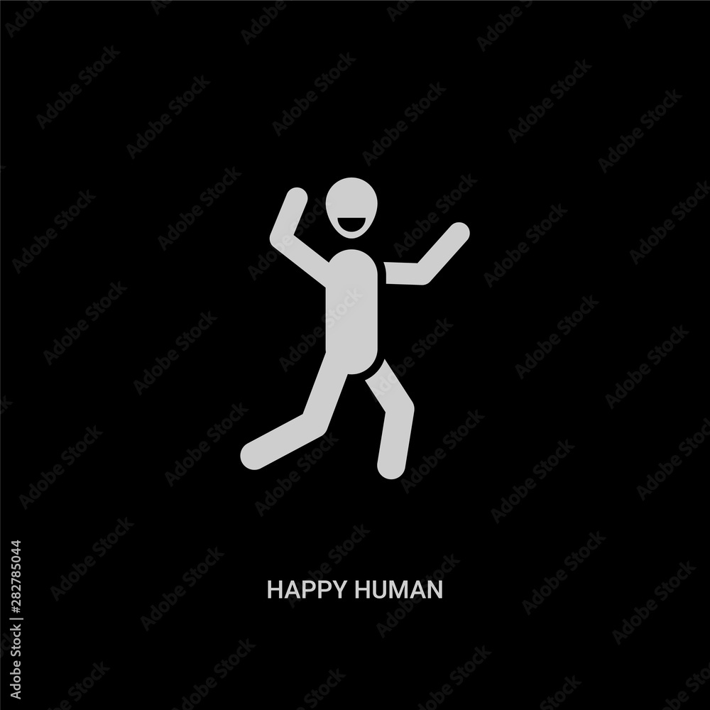 white happy human vector icon on black background. modern flat happy human from feelings concept vector sign symbol can be use for web, mobile and logo.