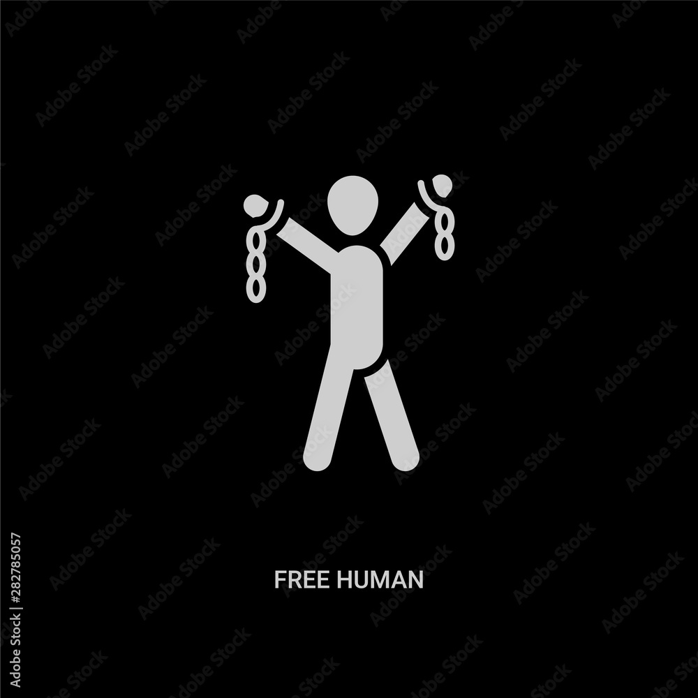 white free human vector icon on black background. modern flat free human from feelings concept vector sign symbol can be use for web, mobile and logo. white free human vector icon on black background. modern flat free human from feelings concept vector sign symbol can be use for web, mobile and logo.