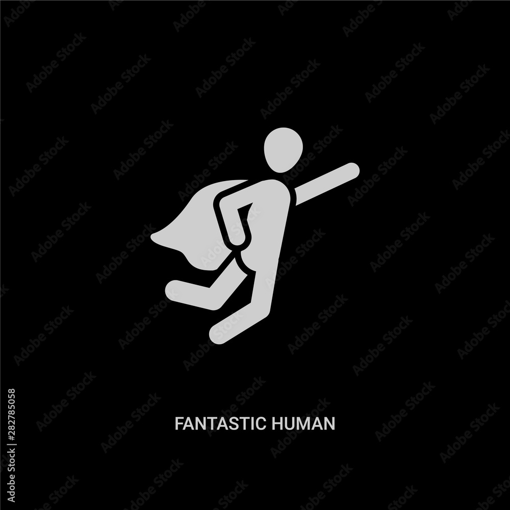white fantastic human vector icon on black background. modern flat fantastic human from feelings concept vector sign symbol can be use for web, mobile and logo. white fantastic human vector icon on black background. modern flat fantastic human from feelings concept vector sign symbol can be use for web, mobile and logo.