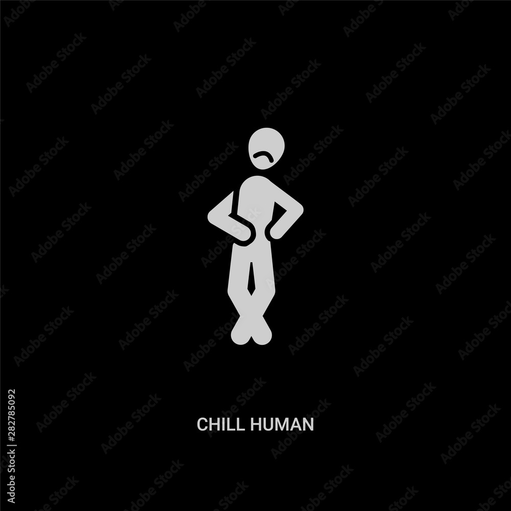 white chill human vector icon on black background. modern flat chill human from feelings concept vector sign symbol can be use for web, mobile and logo. white chill human vector icon on black background. modern flat chill human from feelings concept vector sign symbol can be use for web, mobile and logo.
