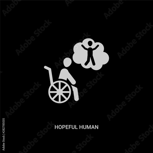 white hopeful human vector icon on black background. modern flat hopeful human from feelings concept vector sign symbol can be use for web, mobile and logo.