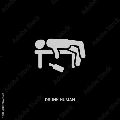 white drunk human vector icon on black background. modern flat drunk human from feelings concept vector sign symbol can be use for web, mobile and logo.