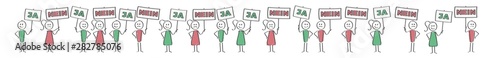 Stick Figure - verschiedene Menschen mit Schild Ja und Nein