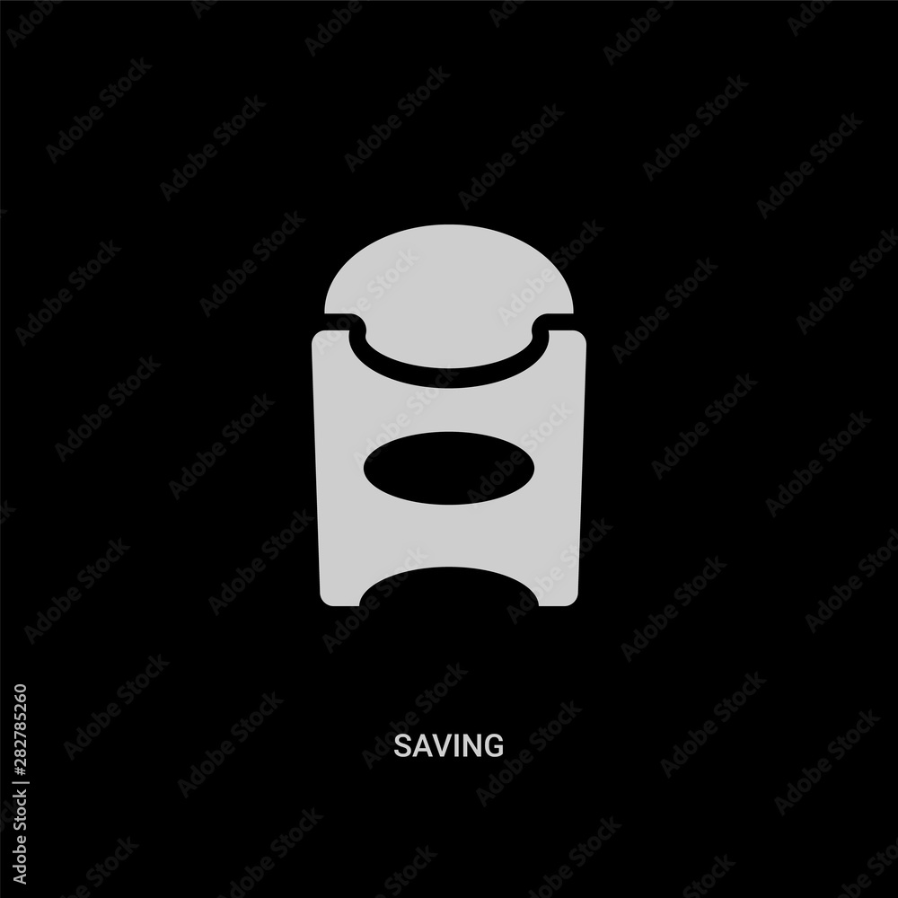 white saving vector icon on black background. modern flat saving from fastfood concept vector sign symbol can be use for web, mobile and logo. white saving vector icon on black background. modern flat saving from fastfood concept vector sign symbol can be use for web, mobile and logo.