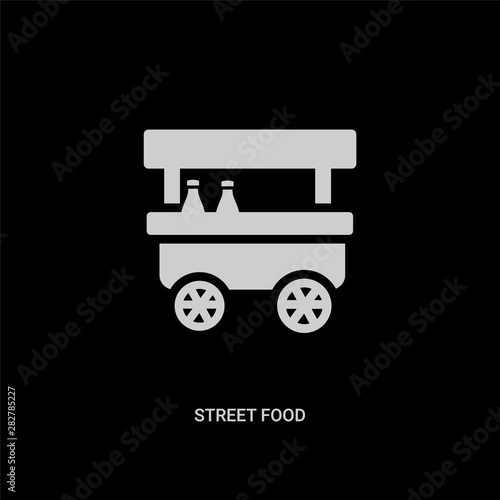 white street food vector icon on black background. modern flat street food from fastfood concept vector sign symbol can be use for web, mobile and logo.