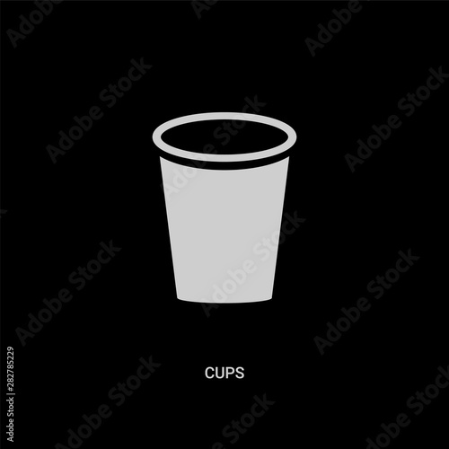 white cups vector icon on black background. modern flat cups from fastfood concept vector sign symbol can be use for web, mobile and logo.