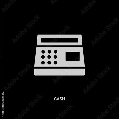 white cash vector icon on black background. modern flat cash from fastfood concept vector sign symbol can be use for web, mobile and logo.