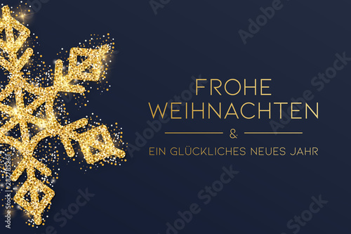 Weihnachtskarte gold mit Schneeflocke