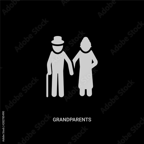 white grandparents vector icon on black background. modern flat grandparents from family relations concept vector sign symbol can be use for web, mobile and logo.