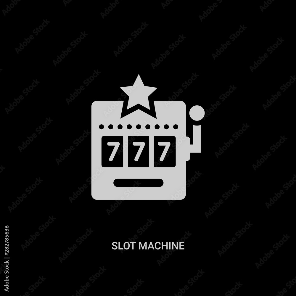 white slot machine vector icon on black background. modern flat slot machine from entertainment and arcade concept vector sign symbol can be use for web, mobile and logo. white slot machine vector icon on black background. modern flat slot machine from entertainment and arcade concept vector sign symbol can be use for web, mobile and logo.