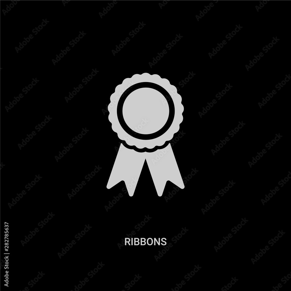 white ribbons vector icon on black background. modern flat ribbons from entertainment and arcade concept vector sign symbol can be use for web, mobile and logo.