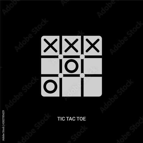 white tic tac toe vector icon on black background. modern flat tic tac toe from entertainment and arcade concept vector sign symbol can be use for web, mobile and logo.