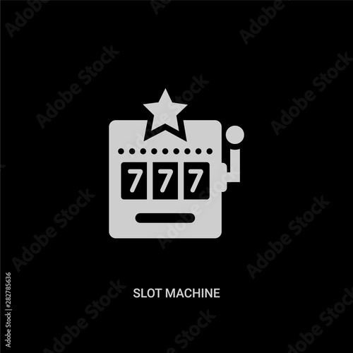 white slot machine vector icon on black background. modern flat slot machine from entertainment and arcade concept vector sign symbol can be use for web, mobile and logo.