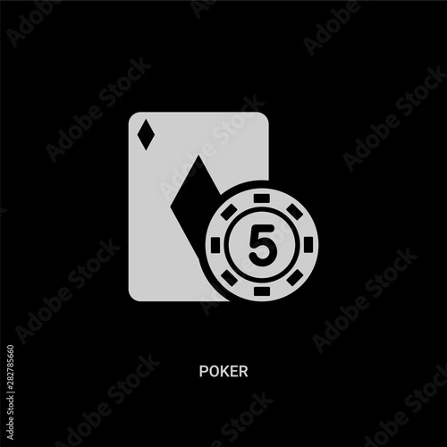 white poker vector icon on black background. modern flat poker from entertainment and arcade concept vector sign symbol can be use for web, mobile and logo.