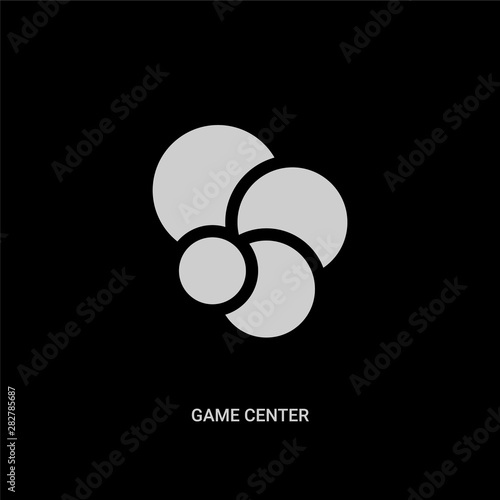 white game center vector icon on black background. modern flat game center from entertainment and arcade concept vector sign symbol can be use for web, mobile and logo.