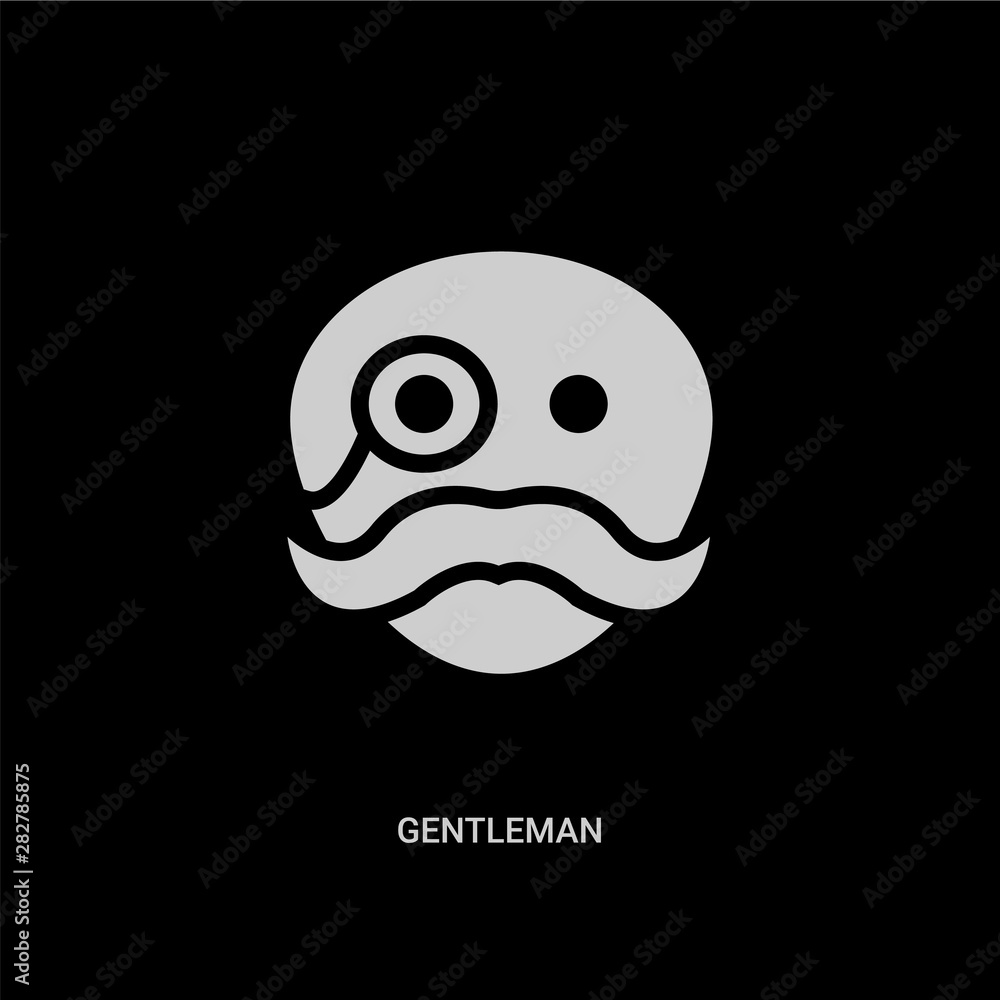 white gentleman vector icon on black background. modern flat gentleman from emotions concept vector sign symbol can be use for web, mobile and logo. white gentleman vector icon on black background. modern flat gentleman from emotions concept vector sign symbol can be use for web, mobile and logo.