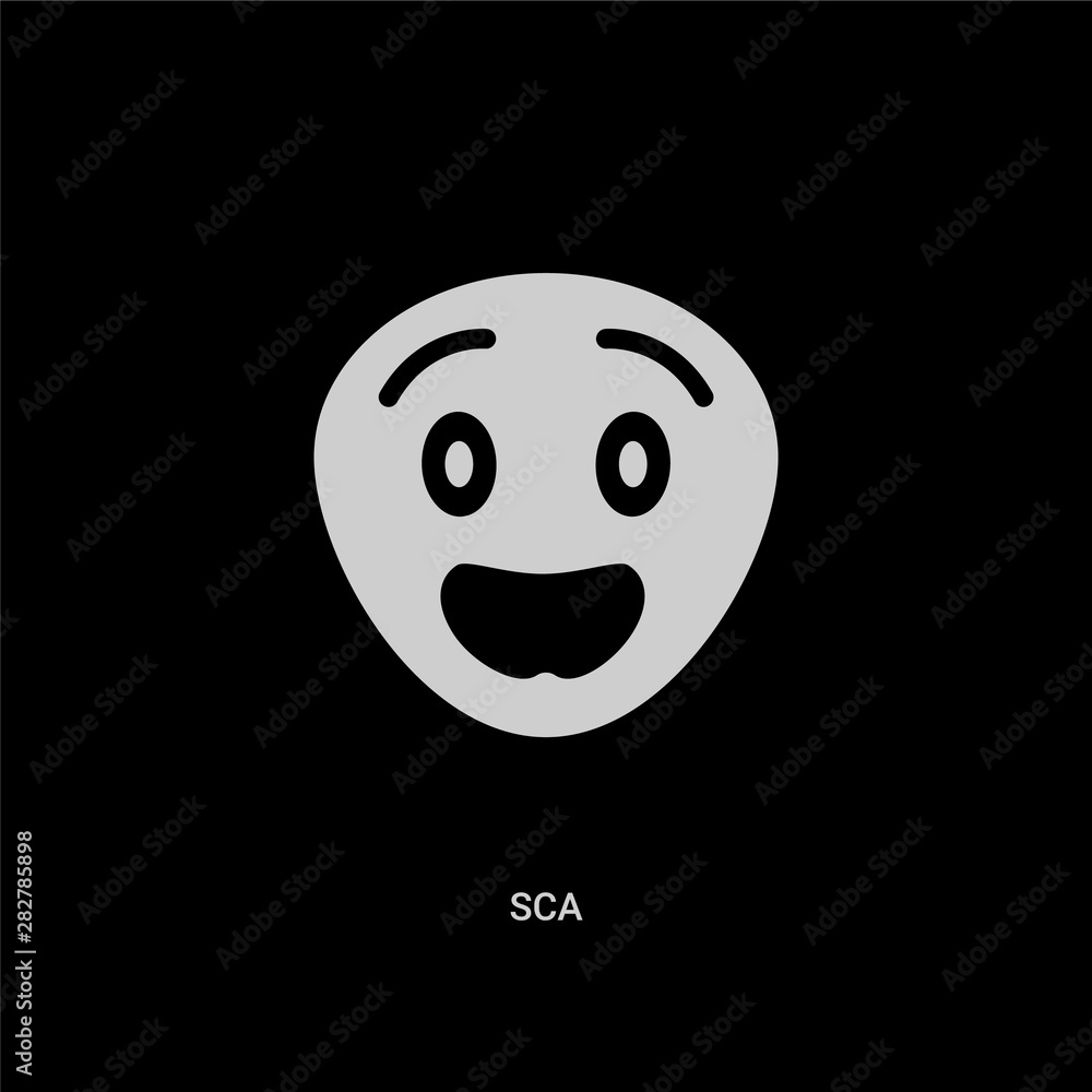 Fototapeta premium white sca vector icon on black background. modern flat sca from emotions concept vector sign symbol can be use for web, mobile and logo.