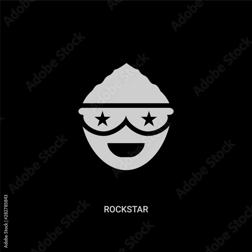white rockstar vector icon on black background. modern flat rockstar from emotions concept vector sign symbol can be use for web, mobile and logo.