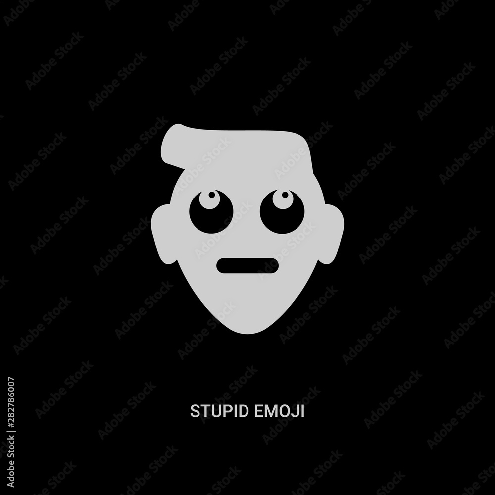 Vettoriale Stock white stupid emoji vector icon on black background