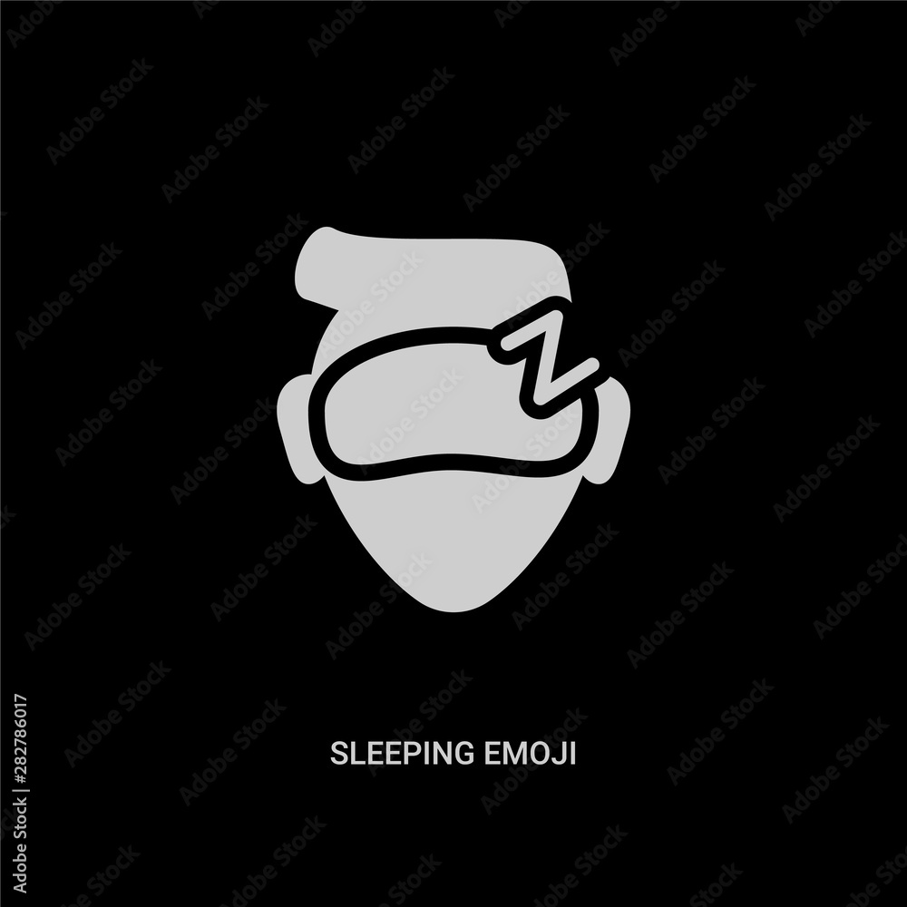 white sleeping emoji vector icon on black background. modern flat sleeping emoji from emoji concept vector sign symbol can be use for web, mobile and logo. white sleeping emoji vector icon on black background. modern flat sleeping emoji from emoji concept vector sign symbol can be use for web, mobile and logo.