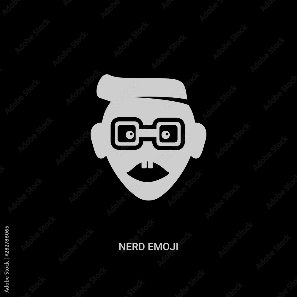 white nerd emoji vector icon on black background. modern flat nerd