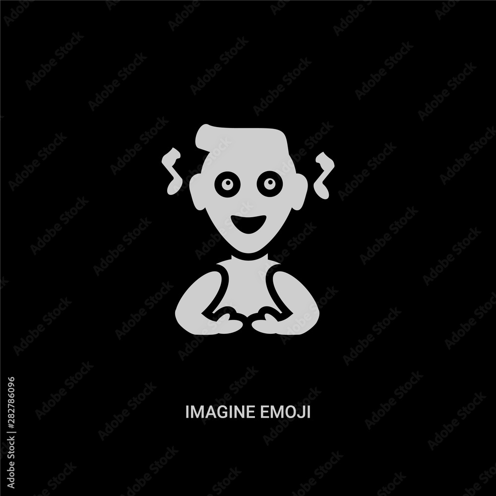 white imagine emoji vector icon on black background. modern flat imagine emoji from emoji concept vector sign symbol can be use for web, mobile and logo.