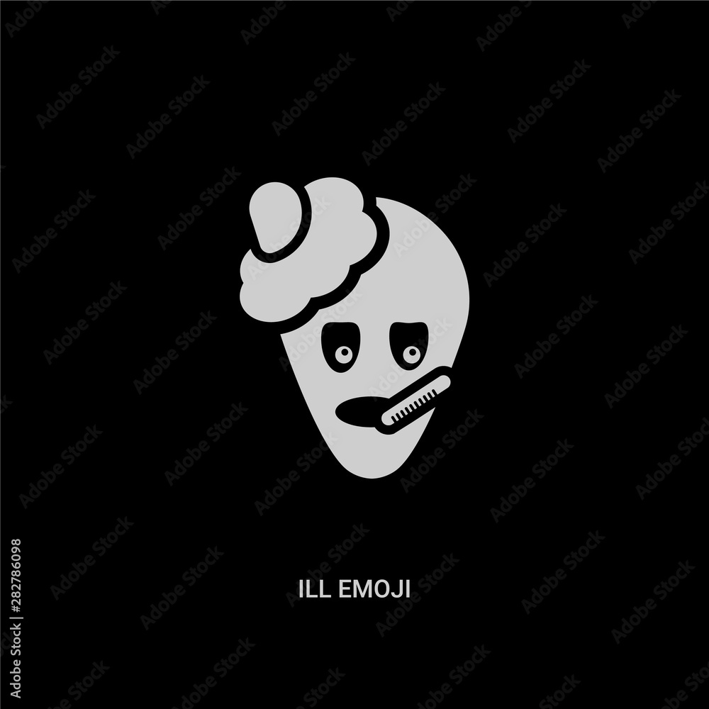 white ill emoji vector icon on black background. modern flat ill emoji from emoji concept vector sign symbol can be use for web, mobile and logo.