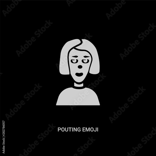 white pouting emoji vector icon on black background. modern flat pouting emoji from emoji concept vector sign symbol can be use for web, mobile and logo.
