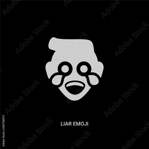 white liar emoji vector icon on black background. modern flat liar emoji from emoji concept vector sign symbol can be use for web, mobile and logo.