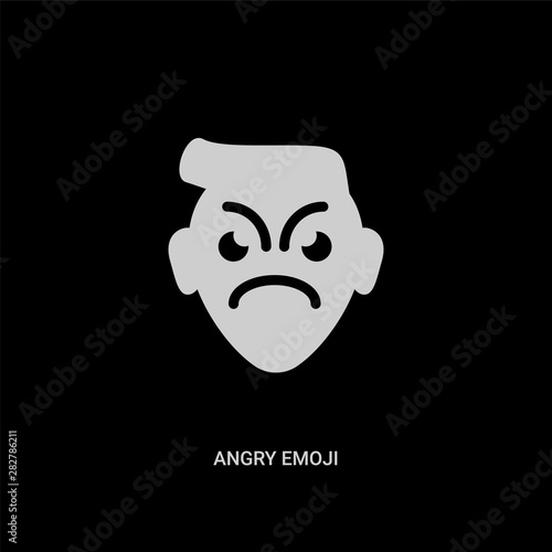 white angry emoji vector icon on black background. modern flat angry emoji from emoji concept vector sign symbol can be use for web, mobile and logo.