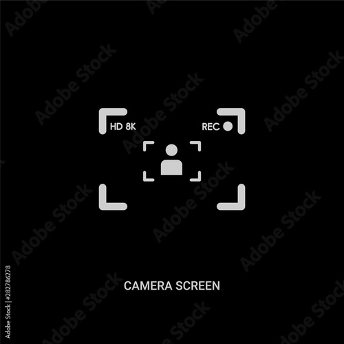 white camera screen vector icon on black background. modern flat camera screen from electronic stuff fill concept vector sign symbol can be use for web, mobile and logo.