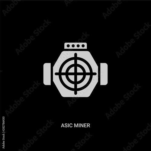 white asic miner vector icon on black background. modern flat asic miner from electronic devices concept vector sign symbol can be use for web, mobile and logo.