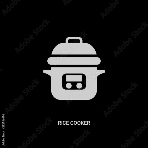 white rice cooker vector icon on black background. modern flat rice cooker from electronic devices concept vector sign symbol can be use for web, mobile and logo.