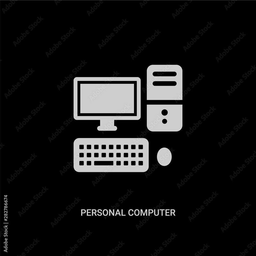 white personal computer vector icon on black background. modern flat personal computer from electronic devices concept vector sign symbol can be use for web, mobile and logo. white personal computer vector icon on black background. modern flat personal computer from electronic devices concept vector sign symbol can be use for web, mobile and logo.