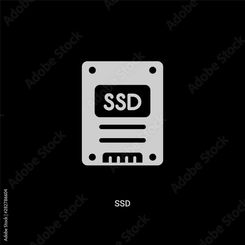 white ssd vector icon on black background. modern flat ssd from electronic devices concept vector sign symbol can be use for web, mobile and logo.