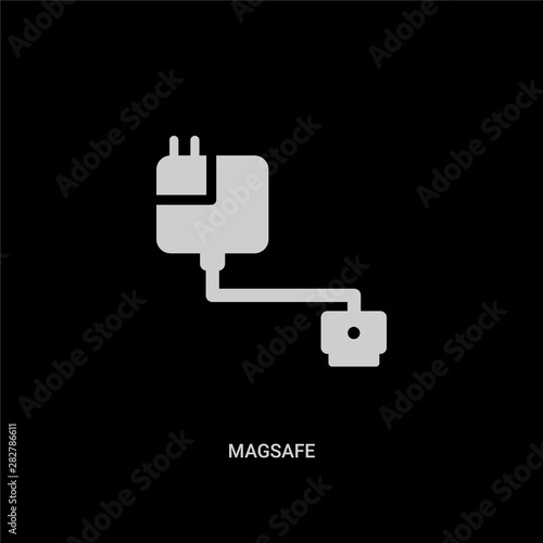white magsafe vector icon on black background. modern flat magsafe from electronic devices concept vector sign symbol can be use for web, mobile and logo.