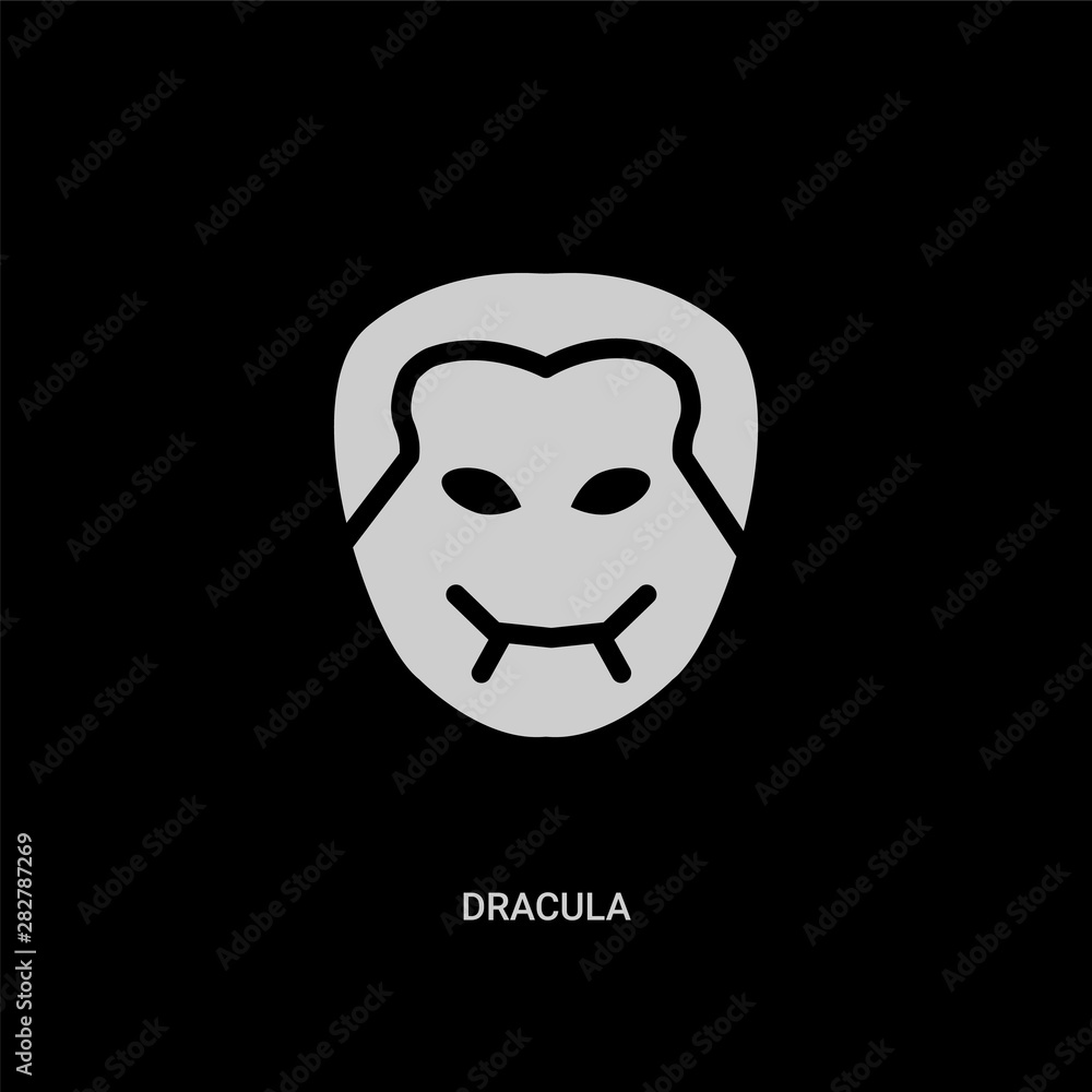 white dracula vector icon on black background. modern flat dracula from education concept vector sign symbol can be use for web, mobile and logo. white dracula vector icon on black background. modern flat dracula from education concept vector sign symbol can be use for web, mobile and logo.