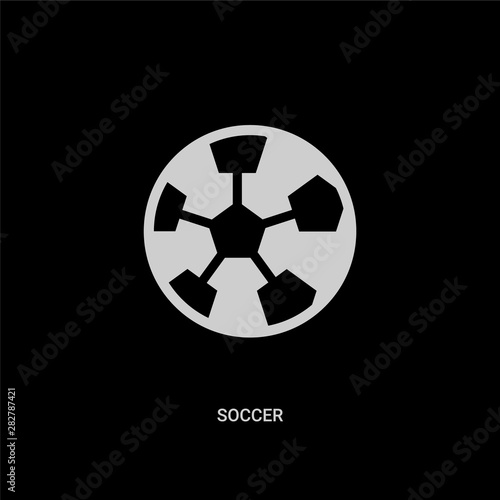 white soccer vector icon on black background. modern flat soccer from education concept vector sign symbol can be use for web, mobile and logo.