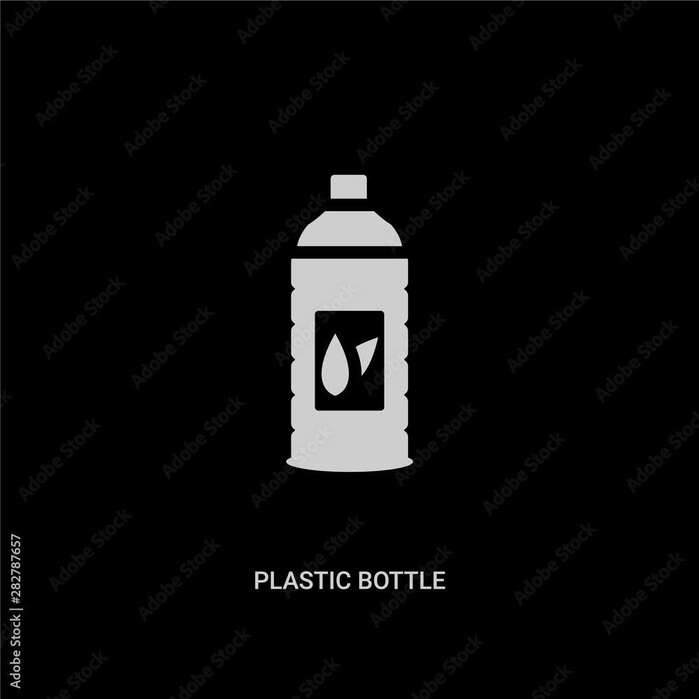 white plastic bottle vector icon on black background. modern flat plastic bottle from ecology concept vector sign symbol can be use for web, mobile and logo. white plastic bottle vector icon on black background. modern flat plastic bottle from ecology concept vector sign symbol can be use for web, mobile and logo.