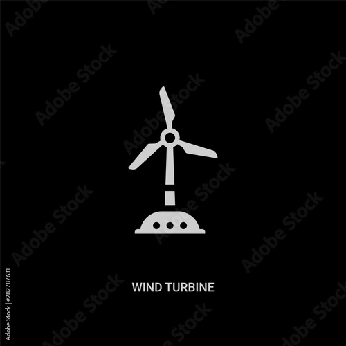 white wind turbine vector icon on black background. modern flat wind turbine from ecology concept vector sign symbol can be use for web, mobile and logo.